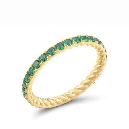 Sterling Silver w/ Yellow Plating Ring Green Spinel (R318172GSNSY925) - US 7