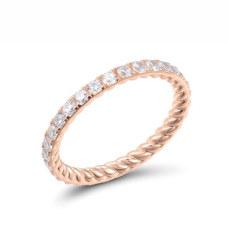 Sterling Silver w/ Rose Plating Ring White Cubic Zirconia (R318172WCZSR925) - US 5