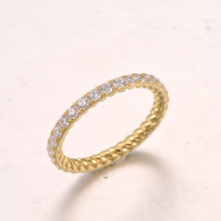 Sterling Silver w/ Yellow Plating Ring White Cubic Zirconia (R318172WCZSY925) - US 5