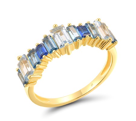 Sterling Silver w/ Yellow Plating Ring Blue Spinel (R318416BLNSY925) - US 6