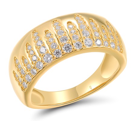 Sterling Silver w/ Yellow Plating Ring White Cubic Zirconia (R318420WCZSY925) - US 6