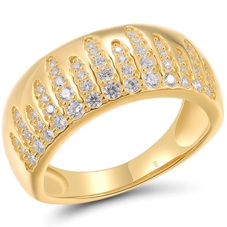 Sterling Silver w/ Yellow Plating Ring White Cubic Zirconia (R318420WCZSY925) - US 6