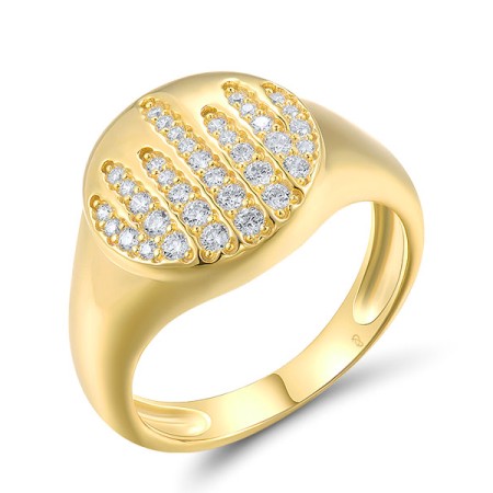 Sterling Silver w/ Yellow Plating Ring White Cubic Zirconia (R318421WCZSY925) - US 6