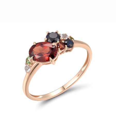 14KR Ring Blue Sapphire,Garnet,Green Garnet,White Topaz (R318592MUL14KR)
