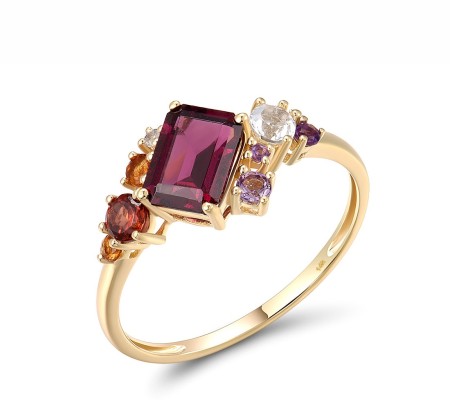 14KY Ring Amethyst,Citrine,Garnet,Rhodolite Garnet,White Topaz (R318595MUL14KY) - US 7