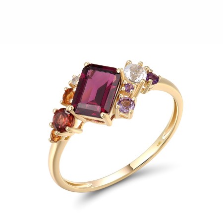 14KY Ring Amethyst,Citrine,Garnet,Rhodolite Garnet,White Topaz (R318595MUL14KY) - US 7