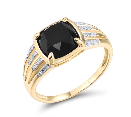 14KYW Ring Black Agate,Diamond (R318626BAG14KYW) - US 6
