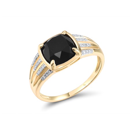 14KYW Ring Black Agate,Diamond (R318626BAG14KYW) - US 6