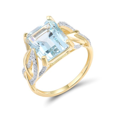 14KYW Ring Blue Topaz (Sky Blue),Diamond (R318813BKT14KYW)