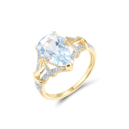 14KYW Ring Blue Topaz (Sky Blue),Diamond (R318814BKT14KYW)