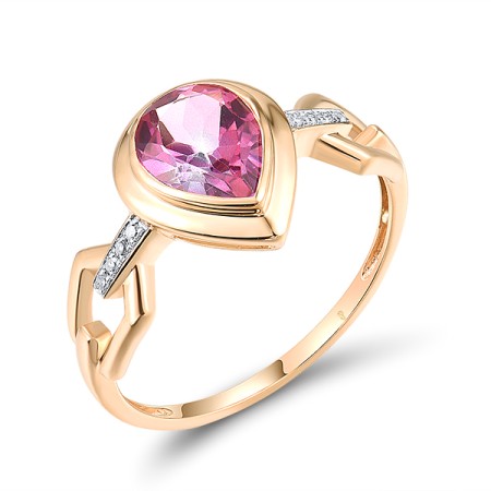 14KRW Ring Diamond,Pink Topaz (R318818PNT14KRW) - US 7