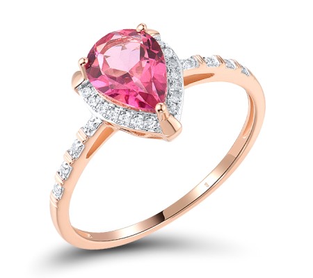 14KRW Ring Diamond,Pink Topaz (R318992PNT14KRW) - US 6