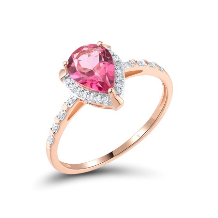 14KRW Ring Diamond,Pink Topaz (R318992PNT14KRW) - US 6