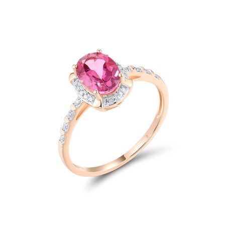 14KRW Ring Diamond,Pink Topaz (R318993PNT14KRW) - US 7.5