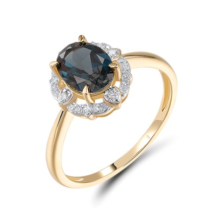 14KYW Ring Diamond,London Blue Topaz (R319045LDB14KYW)