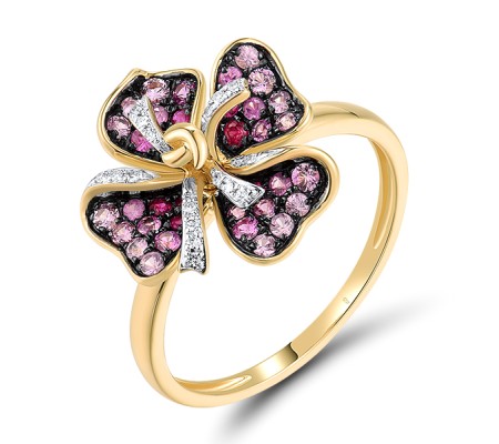 14KYWB Ring Pink Sapphire,Ruby,Diamond (R319071PRU14KYWB)