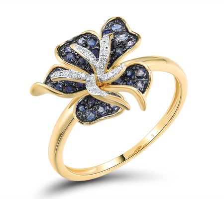 14KYWB Ring Blue Sapphire,Diamond (R319074SAP14KYWB)