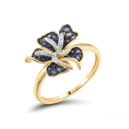 14KYWB Ring Blue Sapphire,Diamond (R319074SAP14KYWB)