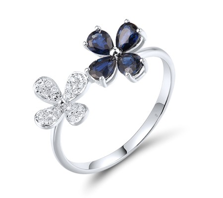 14KW Ring Diamond,Blue Sapphire (R319081SAP14KW)