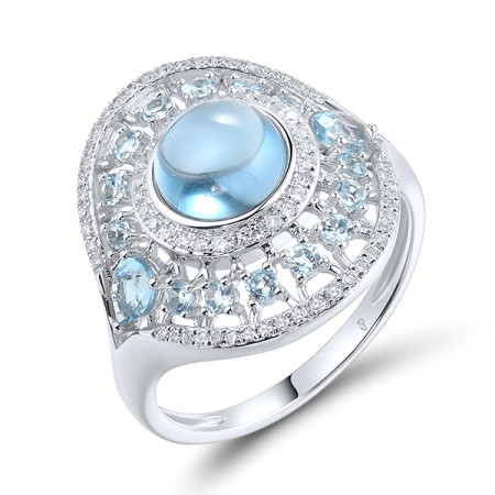 14KW Ring Blue Topaz (Swiss Blue),Diamond,London Blue Topaz (R319142BLL14KW)
