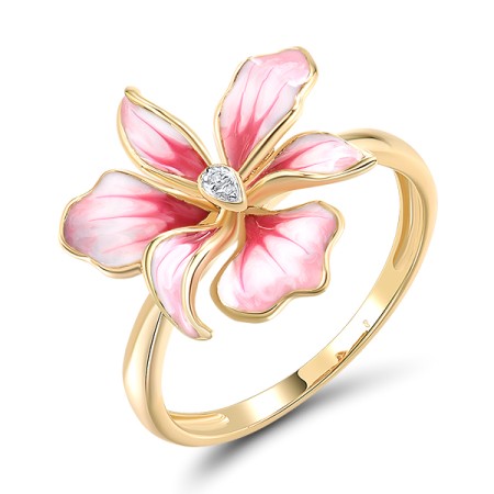 14KYW Ring Enamel,Diamond (R319148ENA114KYW)