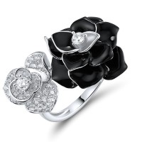 Sterling Silver Ring Enamel,White Cubic Zirconia (R319166ENASL925) - US 6