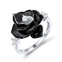 Sterling Silver Ring Enamel,White Cubic Zirconia (R319167ENASL925) - US 6