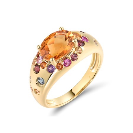 14KY Ring Amethyst,Blue Topaz (Sky Blue),Citrine,London Blue Topaz,Pink Sapphire,Rhodolite Garnet,Ruby (R319310MUL14KY)