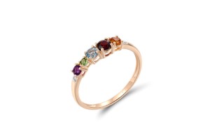 14KR Ring Garnet,Green Garnet,Amethyst,Blue Topaz (Swiss Blue),Citrine,Diamond (R319546MUL214KR)