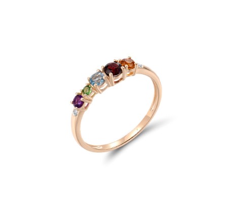 14KR Ring Garnet,Green Garnet,Amethyst,Blue Topaz (Swiss Blue),Citrine,Diamond (R319546MUL214KR)
