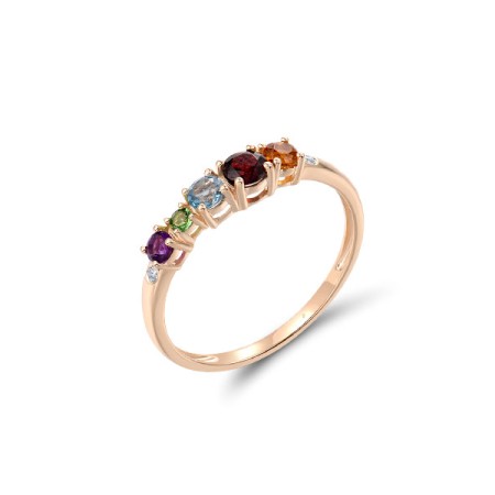 14KR Ring Garnet,Green Garnet,Amethyst,Blue Topaz (Swiss Blue),Citrine,Diamond (R319546MUL214KR)