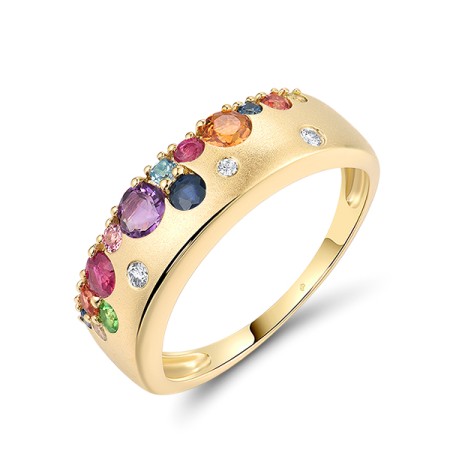 14KY Ring Amethyst,Blue Sapphire,Blue Topaz (Sky Blue),Blue Topaz (Swiss Blue),Citrine,Diamond,Green Garnet,London Blue Topaz,Orange Sapphire,Peridot,Pink Sapphire,Ruby (R319547MUL14KY)