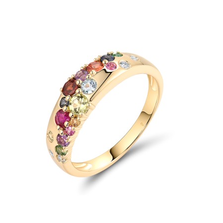 14KY Ring Amethyst,Blue Sapphire,Blue Topaz (Swiss Blue),Citrine,Diamond,Emerald,Garnet,Green Garnet,Orange Sapphire,Peridot,Pink Sapphire,Ruby (R319551MUL14KY) - US 7