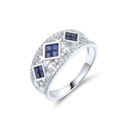 14KW Ring Blue Sapphire,Diamond (R319601SAP14KW) - US 7
