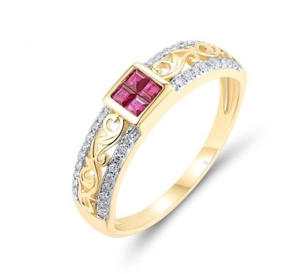 14KYW Ring Diamond,Ruby (R319603RUY14KYW)