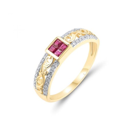 14KYW Ring Diamond,Ruby (R319603RUY14KYW)