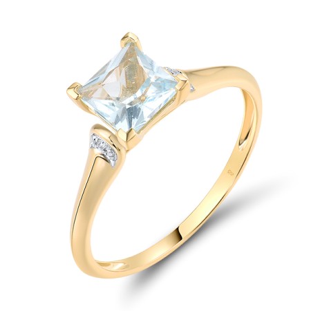 14KYW Ring Blue Topaz (Sky Blue),Diamond (R319617BKT14KYW) - US 6