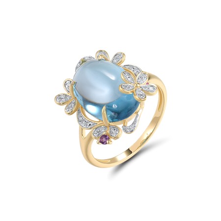 14KYW Ring Amethyst,Blue Topaz (Swiss Blue),Diamond,Green Garnet,Pink Sapphire (R319731MUL14KYW)