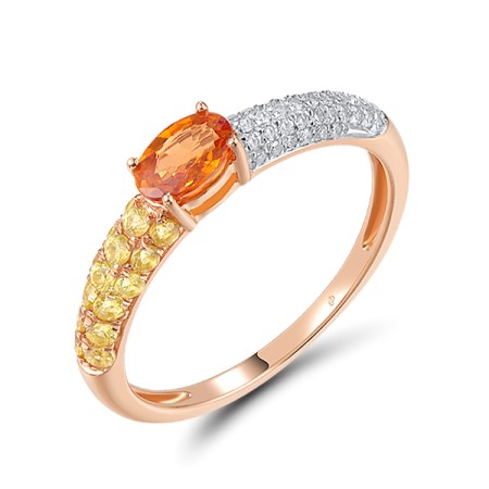14KRW Ring Diamond,Orange Sapphire,Yellow Sapphire (R319738OYS14KRW)