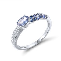 14KW Ring Blue Sapphire,Diamond (R319738SAP14KW) - US 7