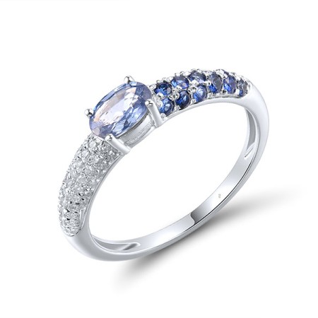 14KW Ring Blue Sapphire,Diamond (R319738SAP14KW) - US 7