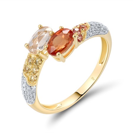 14KYW Ring Diamond,Orange Sapphire,Yellow Sapphire (R319741OYS14KYW)