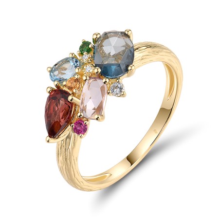 14KY Ring Amethyst,Blue Topaz (Sky Blue),Blue Topaz (Swiss Blue),Citrine,Diamond,Garnet,Green Garnet,London Blue Topaz,Ruby (R319766MUL14KY)