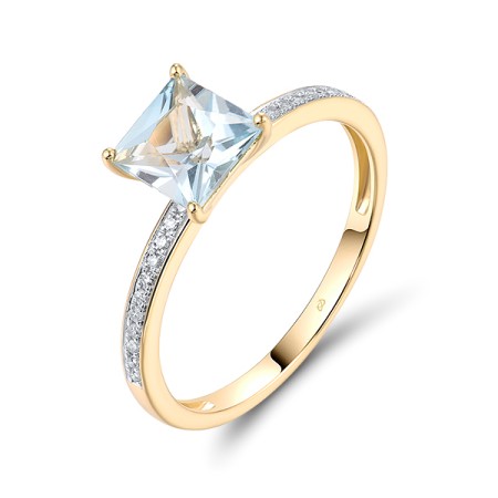 9KYW Ring Blue Topaz (Sky Blue),Diamond (R319774BKT9KYW) - US 5.5