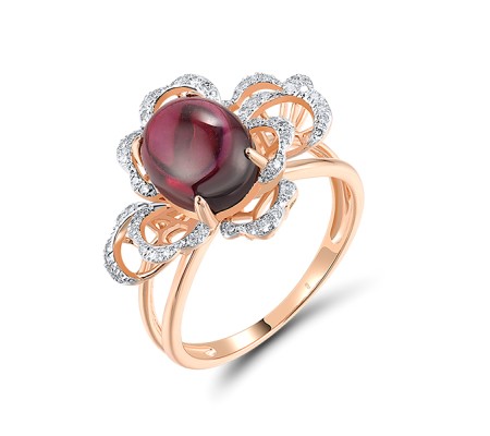 14KRW Ring Diamond,Rhodolite Garnet (R319775RHG14KRW)