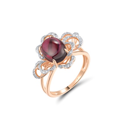 14KRW Ring Diamond,Rhodolite Garnet (R319775RHG14KRW)