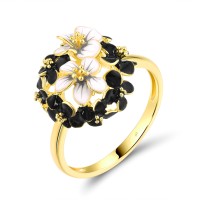 Sterling Silver w/ Yellow Plating Ring Enamel (R319778ENASY925) - US 6