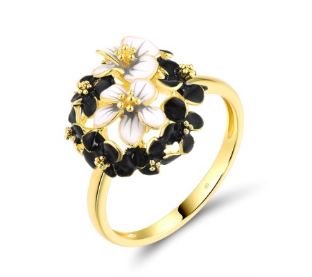 Sterling Silver w/ Yellow Plating Ring Enamel (R319778ENASY925) - US 6