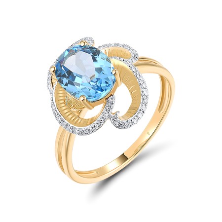14KYW Ring Blue Topaz (Swiss Blue),Diamond (R319872BLT14KYW)