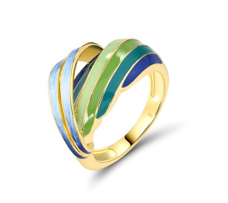 Sterling Silver w/ Yellow Plating Ring Enamel (R319881ENASY925) - US 6